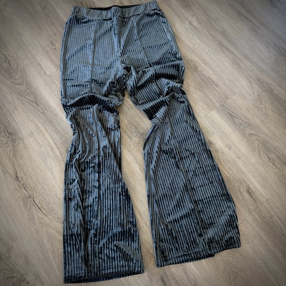 Blue Gray Corduroy Flare Pants - Picture 4 of 4